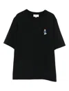 Maison Kitsuné Black T-shirt With Fox Head Patch In Cotton Woman In Multi