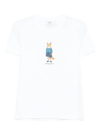 Maison Kitsuné White Dressed Fox Cotton T-shirt In Multi
