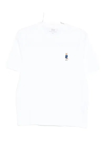 Maison Kitsuné Fox Embroidered Crew Neck Cotton T-shirt In White