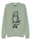 Maison Kitsuné Maison Kitsune Mint Green Cotton Blend Sweater In Green