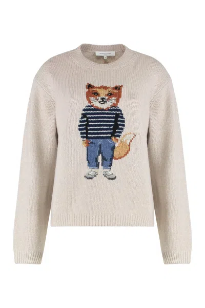 Maison Kitsuné Dressed Fox Intarsia Wool Jumper In Multi