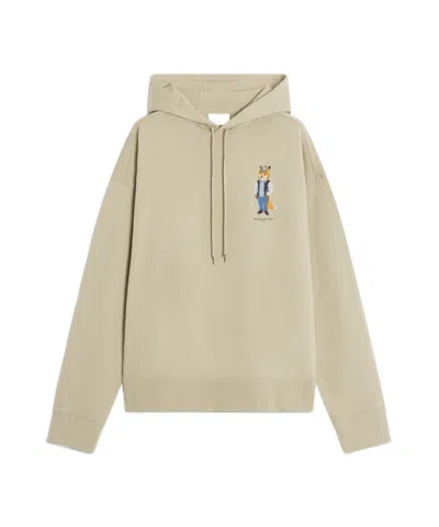 Maison Kitsuné 'dressed Fox' Print Oversized Hoodie In Green