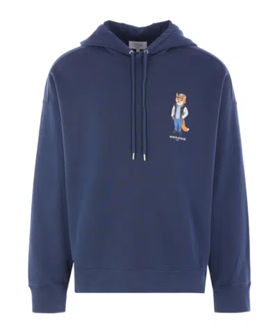 Maison Kitsuné Dressed Fox Oversized Hoodie In Jersey In Blue