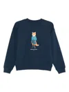 Maison Kitsuné Graphic Print Crew Neck Cotton Sweatshirt In Blue
