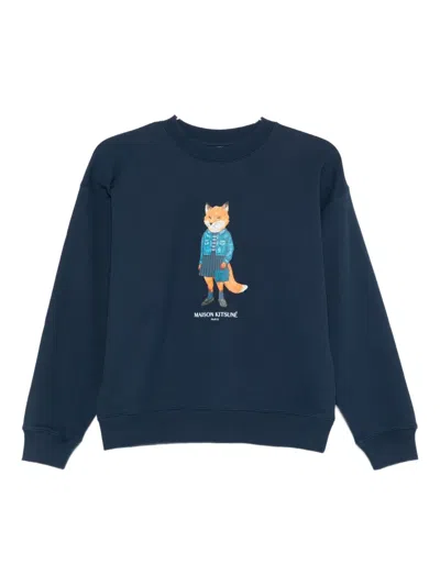 Maison Kitsuné Dressed Fox-print Sweatshirt In Blue