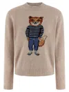 Maison Kitsuné Dressed Fox Intarsia Wool Jumper Knitwear White In Neutral
