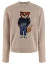 Maison Kitsuné Dressed Fox Intarsia Wool Jumper Knitwear White In Neutral