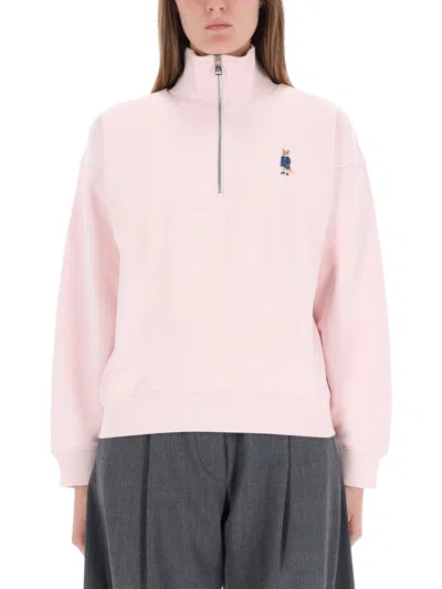 Maison Kitsuné "dressed Fox" Sweatshirt In Pink
