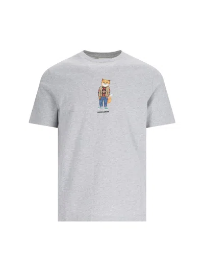 Maison Kitsuné 'dressed Fox' T-shirt In Gray