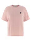 Maison Kitsuné Fox Motif Cotton T-shirt Embroidered Detail In Pink
