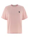 Maison Kitsuné Fox Motif Cotton T-shirt Embroidered Detail In Pink