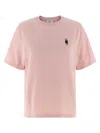 Maison Kitsuné Fox Motif Cotton T-shirt Embroidered Detail In Pink