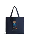 Maison Kitsuné Navy Blue Canvas Shopping Bag In Blue