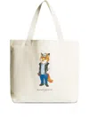 Maison Kitsuné Dressed Fox Tote Bag In Neutral