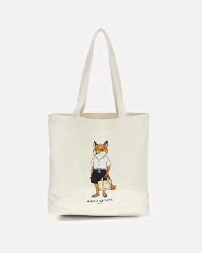 Maison Kitsuné Dressed Fox Tote Bag In Neutral
