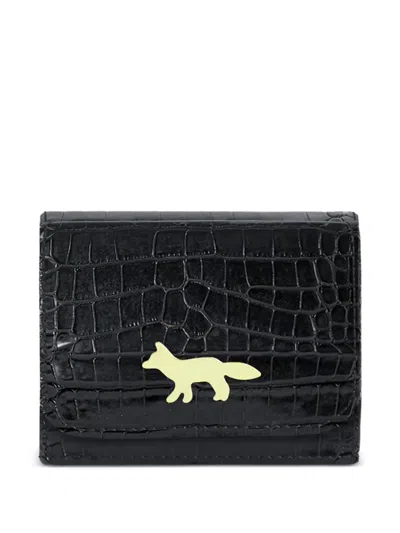 Maison Kitsuné Edie Croc-effect Wallet In Black