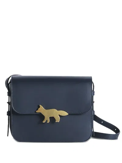 Maison Kitsuné Edie Leather Mini Bag In Blue