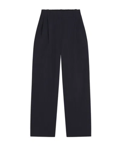 Maison Kitsuné Elasticated Casual Pleated Pants In Navy