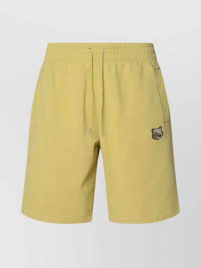 Maison Kitsuné Mustard Cotton Bermuda Shorts In Yellow