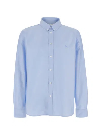 Maison Kitsuné Embroidered Buttoned Shirt In Blue
