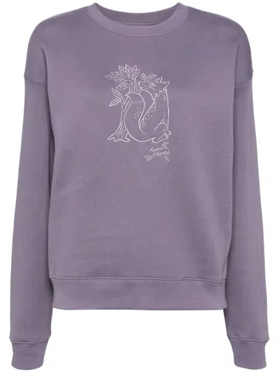 Maison Kitsuné Embroidered Design Sweatshirt In Purple