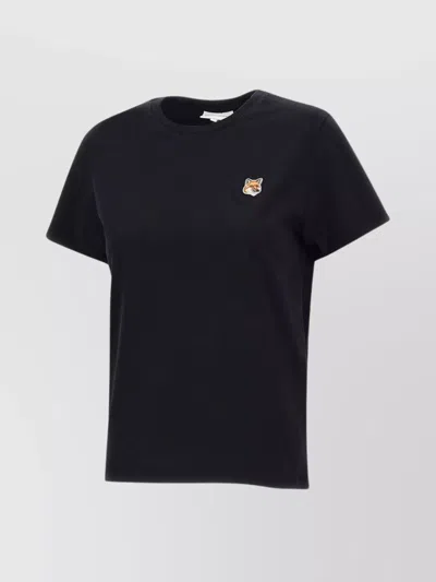 Maison Kitsuné Embroidered Detail Cotton T-shirt In Black