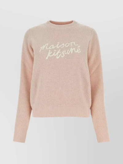 MAISON KITSUNÉ EMBROIDERED DETAIL TEXTURED WOOL SWEATER