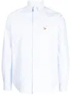 Maison Kitsuné Embroidered-fox Cotton Shirt In Blue