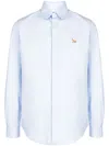 Maison Kitsuné Embroidered-fox Cotton Shirt In Blue