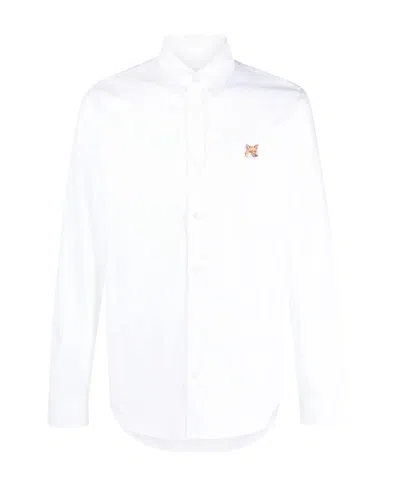 MAISON KITSUNÉ EMBROIDERED FOX-HEAD COTTON SHIRT