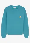 Maison Kitsuné Cotton Sweatshirt With Iconic Embroidered Logo On The Front In Blue