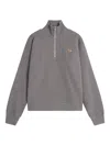 Maison Kitsuné Embroidered Half-zip Sweatshirt In Gray