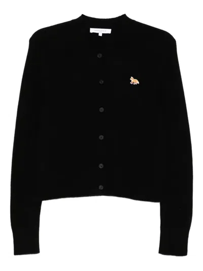 MAISON KITSUNÉ BABY FOX-EMBROIDERED PATCH WOOL CARDIGAN
