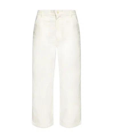 Maison Kitsuné Embroidered-logo Cotton Pants In White