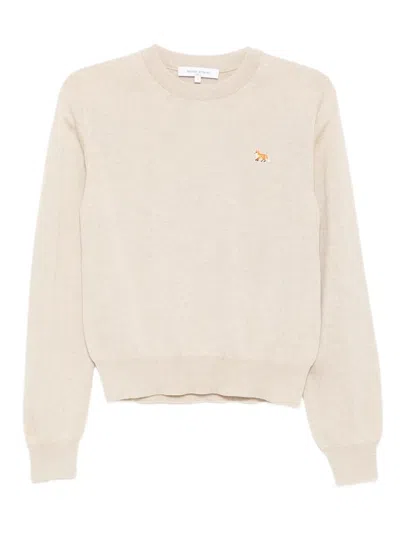 Maison Kitsuné Embroidered-logo Jumper In Neutral