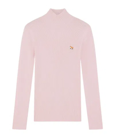Maison Kitsuné Embroidered Logo Knitted Top In Pink