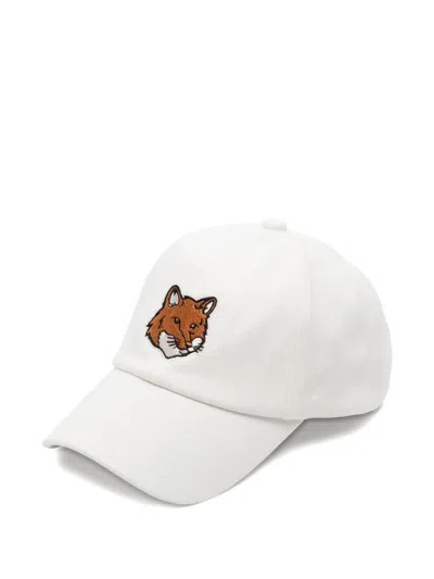 Maison Kitsuné Embroidered Logo Patch Baseball Cap In White