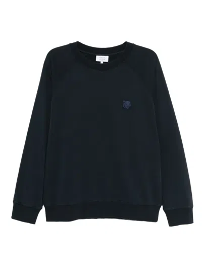 Maison Kitsuné Embroidered-logo Patch Sweatshirt In Blue