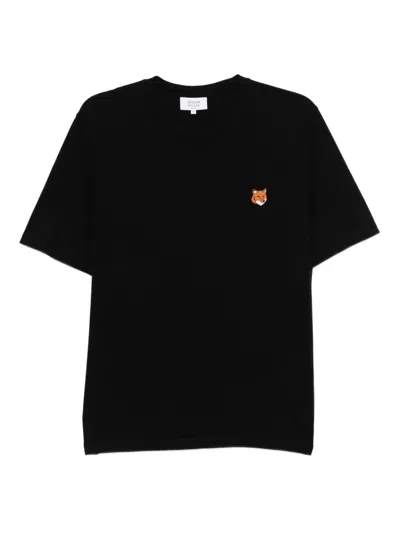 Maison Kitsuné Embroidered-logo Patch T-shirt In Black