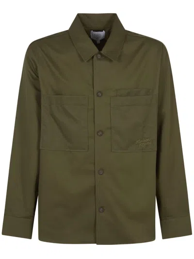 Maison Kitsuné Embroidered-logo Shirt In Green