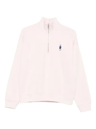 Maison Kitsuné Embroidered-logo Sweatshirt In Pink