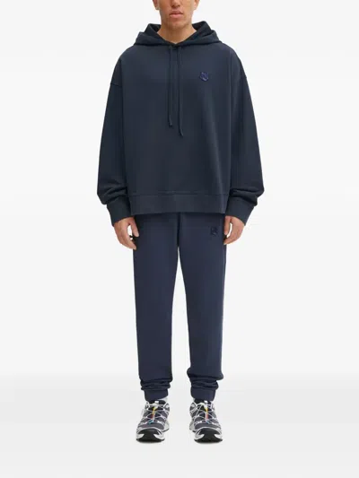 Maison Kitsuné Embroidered-logo Track Pants In Blue