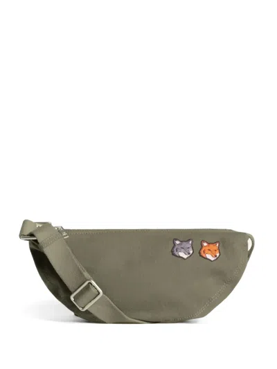 Maison Kitsuné Embroidered Messenger Bag In Green