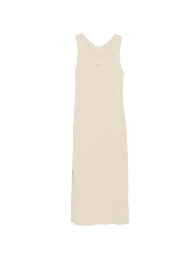 Maison Kitsuné Beige Baby Fox Ribbed Tank Maxi Dress In Neutral