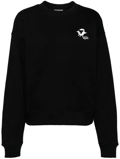 Maison Kitsuné Embroidered Sweatshirt In Black