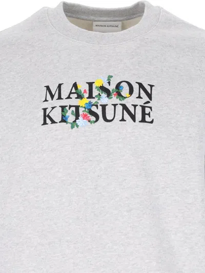 Maison Kitsuné Embroidery Crewneck Sweatshirt In Grey