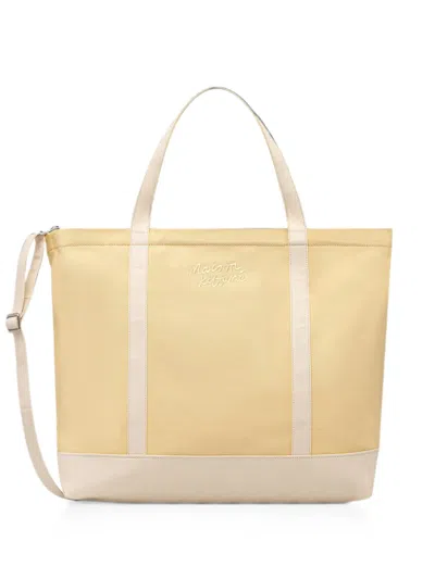 Maison Kitsuné Extra Large Handwriting Logo-embroidered Tote Bag In Brown