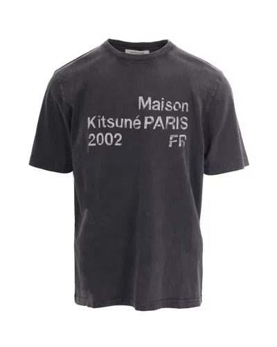 Maison Kitsuné Maison Kitsune Faded Organic Cotton T-shirt For Him In Gray
