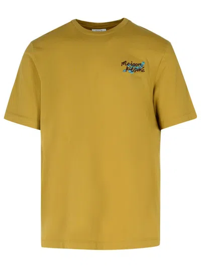 MAISON KITSUNÉ MAISON KITSUNÉ 'FALLING' BROWN COTTON T-SHIRT