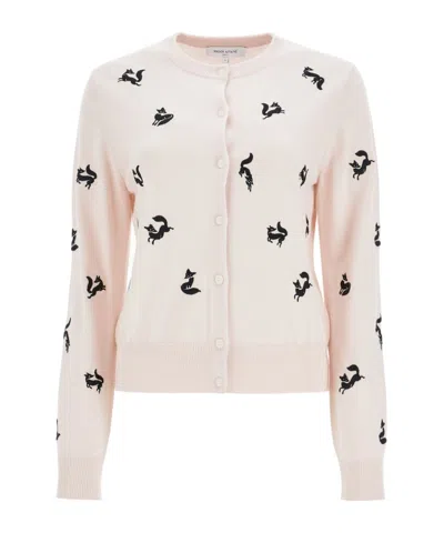 Maison Kitsuné Fancy Fox Embroidered Cardigan In Multi